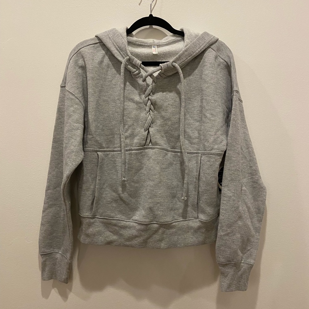 Free People Believe It Lace Up Sweatshirt